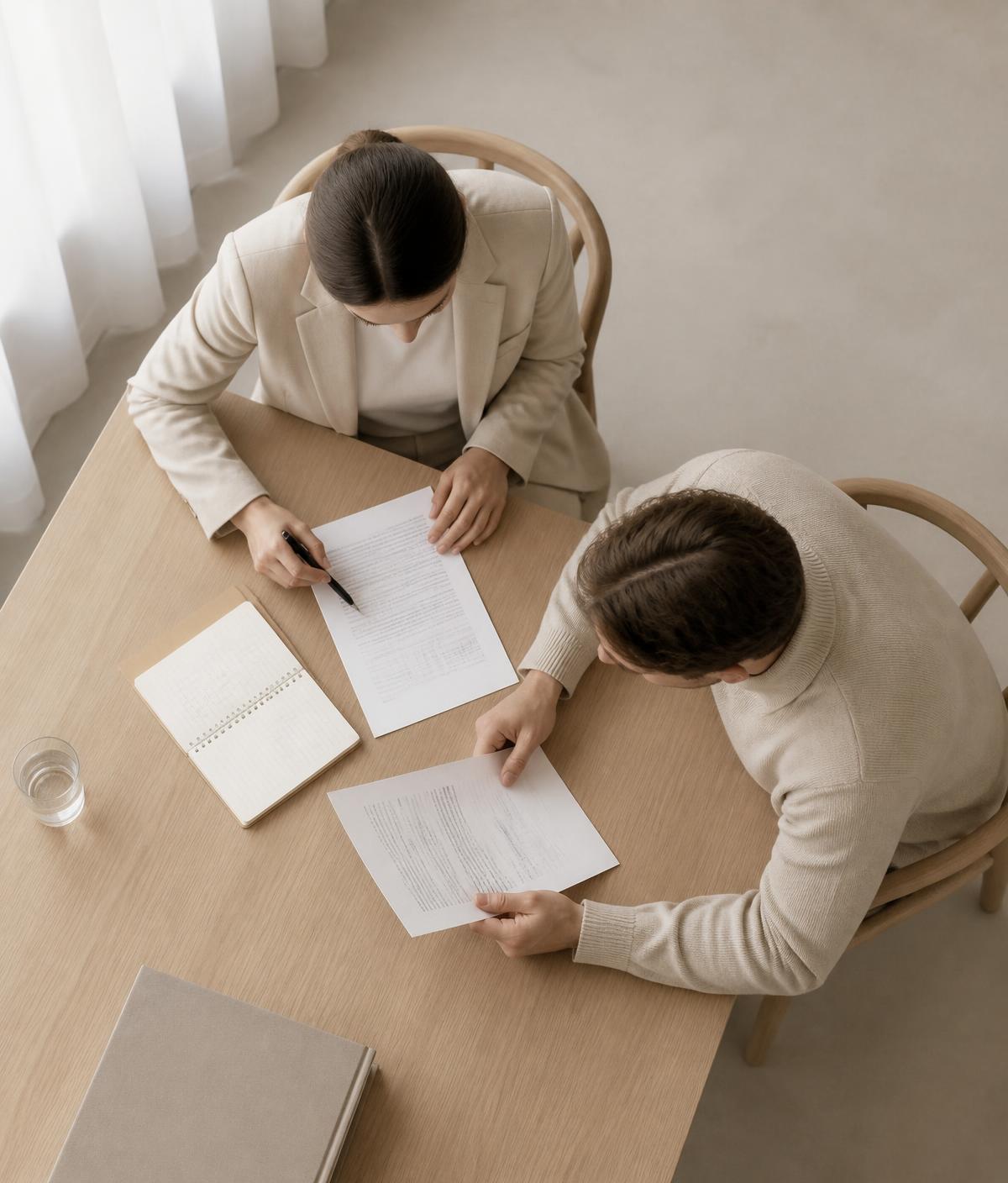 Réunion de travail autour de documents